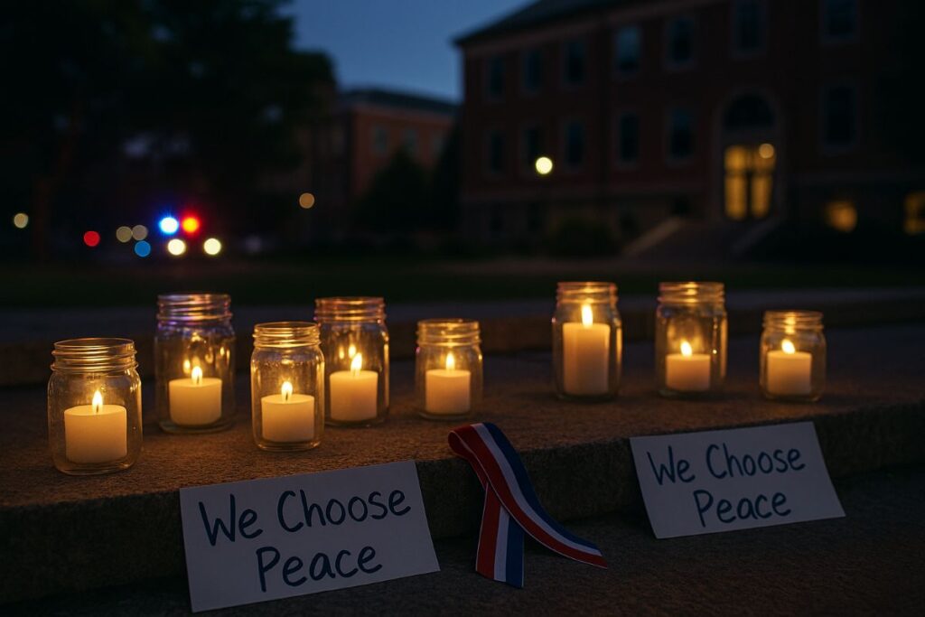 Candlelight vigil after the Charlie Kirk assassination on a university quad