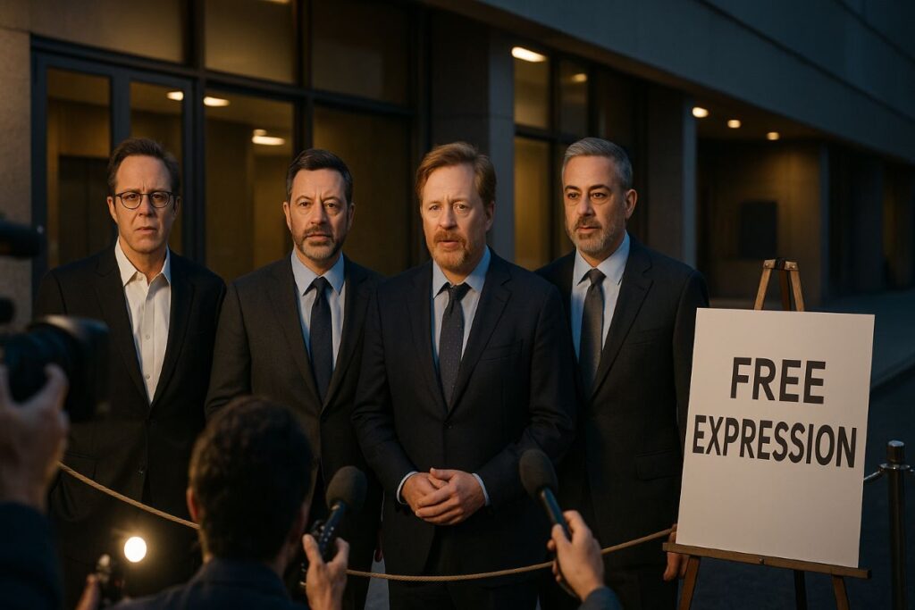 Kimmel suspension — late-night hosts speak out at studio entrance