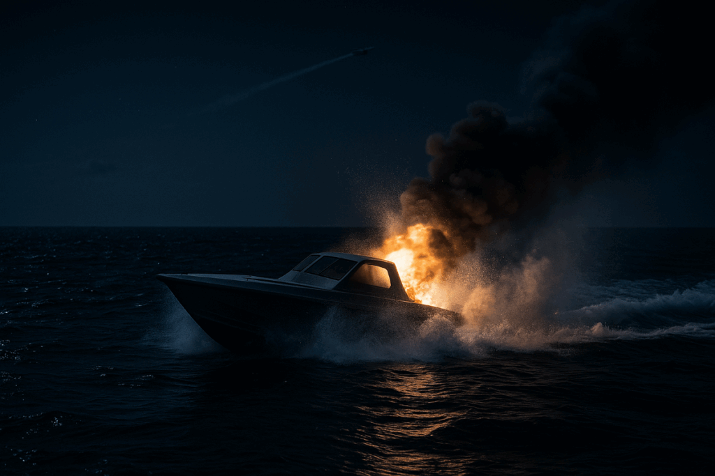 Venezuelan drug boat targeted by US strike in international waters at night