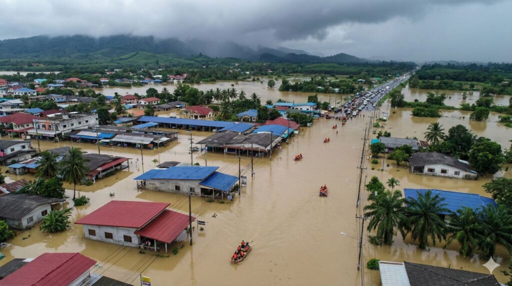 severe flooding in Southeast Asia 300-year storm in southern Thailand