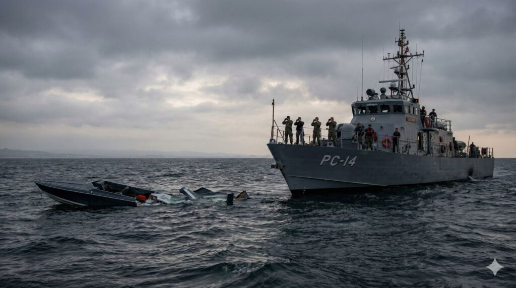 Hegseth boat attack naval operation at night in rough seas