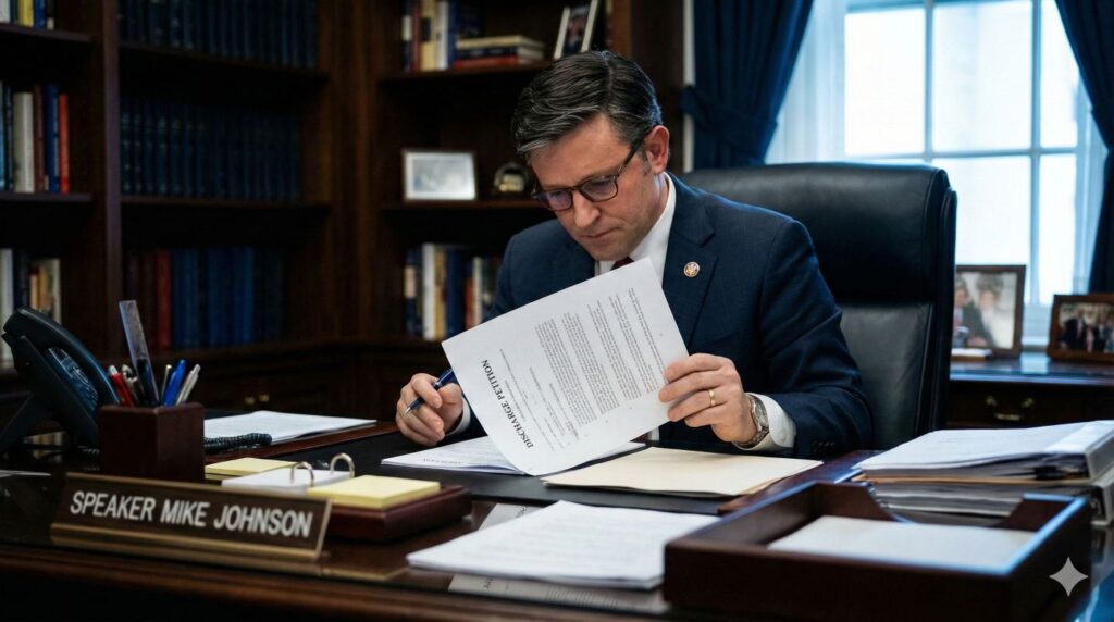 Speaker Johnson authority challenged by discharge petitions in the House