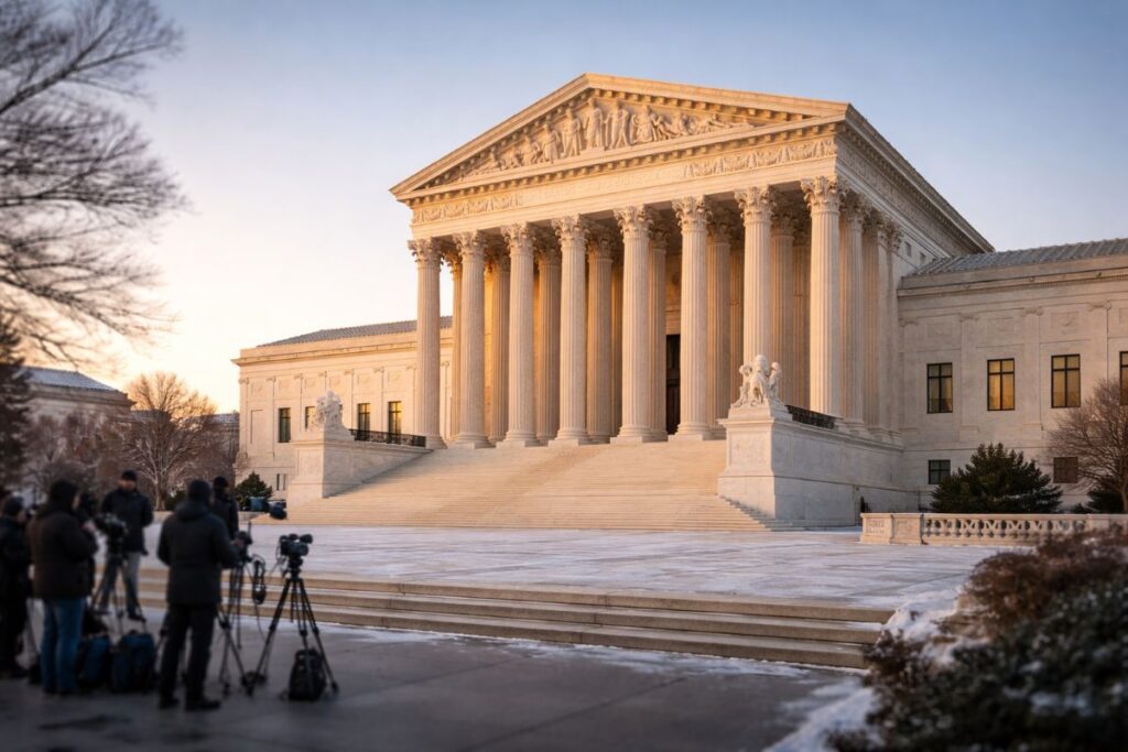 Supreme Court hearing outside the United States Supreme Court building in Washington DC